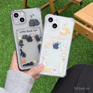 Phim Hoạt Hình Mèo Con Động Vật Dễ Thương Thời Trang Trong Suốt Hộp Đựng Thẻ Đa Năng Thích Hợp Cho iPhone 15pro 14plus 12 11pro xs x 16pro 15promax 14promax 12pro 11promax 16 7plus Vỏ Điện Thoại Chống Sốc