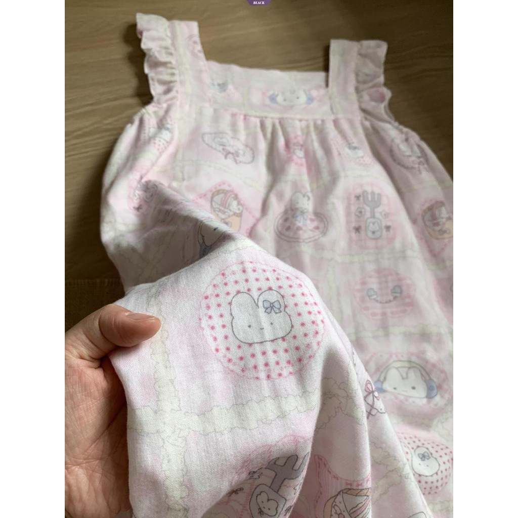 Kẻ Sọc Miffy Thỏ Váy Ngủ Nữ Mùa Hè Nhỏ Tay Bay Mới Ins Hoạt Hình Nhật Bản Dễ Thương Homewear [BL]
