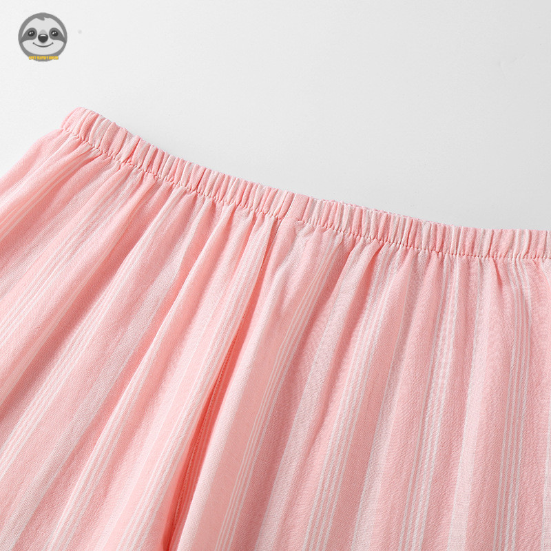 Đồ ngủ cặp đôi cotton hai lớp sọc phong cách Nhật Bản MUJI, mỏng nhẹ có thể mặc bên ngoài