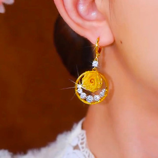Bông tai lưới hoa hồng thanh lịch cổ điển, thiết kế nữ, phong cách sang trọng mới