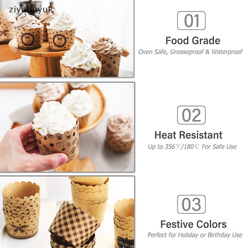 Ziyulinyuk 50 Chiếc Cupcake Giấy Cốc Bọc Bánh Khuôn Muffin Cupcake Lót Nướng Cốc EN