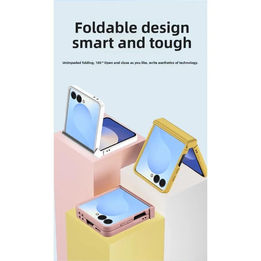 Ốp Lưng Điện Thoại Samsung Z Flip 7 6 5 4 3 Flip7 Flip6 Flip5 Bản Lề Bảo Vệ Màu Trơn Bọc Hoàn Toàn Da Cảm Giác