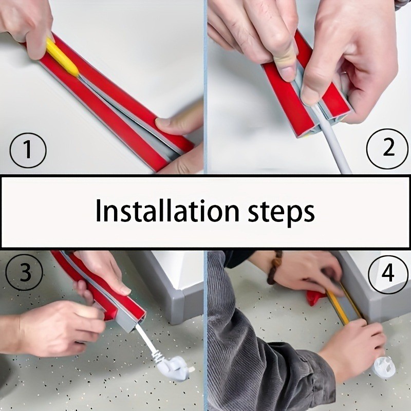 1 Kênh quản lý dây 1 / 3Meter, Vỏ dây trang trí vô hình, Bảo vệ chống bước, Đường đua cáp mềm dính có nắp