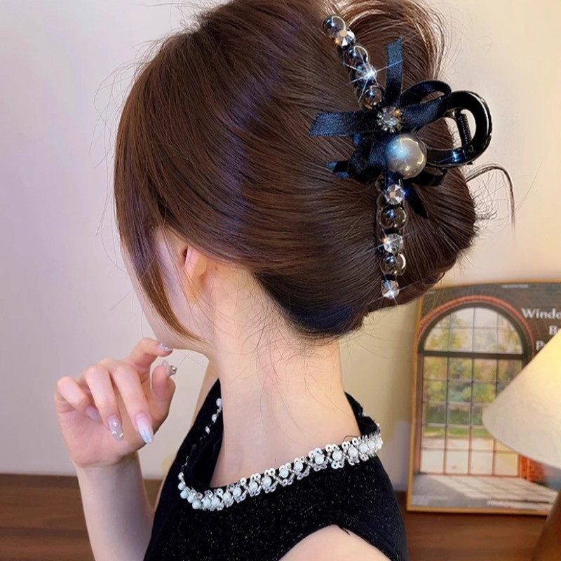 Kẹp Tóc Nơ Đen Thời Trang Cua Móng Vuốt Tóc