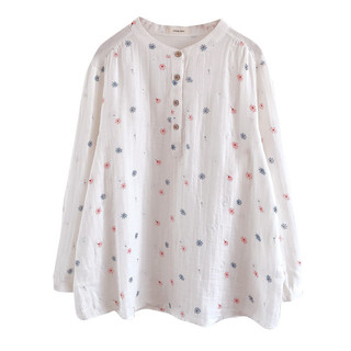 Hàng sẵn có - Áo sơ mi mùa xuân cho bé gái, 100% cotton, cổ đứng và họa tiết hoa