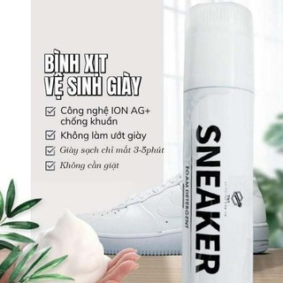 Chai xịt vệ sinh giày Sneaker 300ml tiện lợi Xịt bọt tuyết khô làm sạch giày nhanh chóng 2