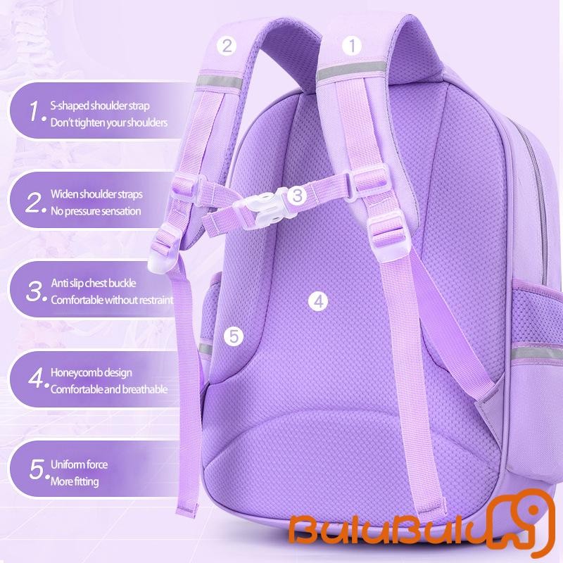Ba lô trẻ em bé gái Ba lô hoạt hình Nhẹ Dung tích lớn Zip Đóng cửa Túi đi học thông thường 5-10 tuổi