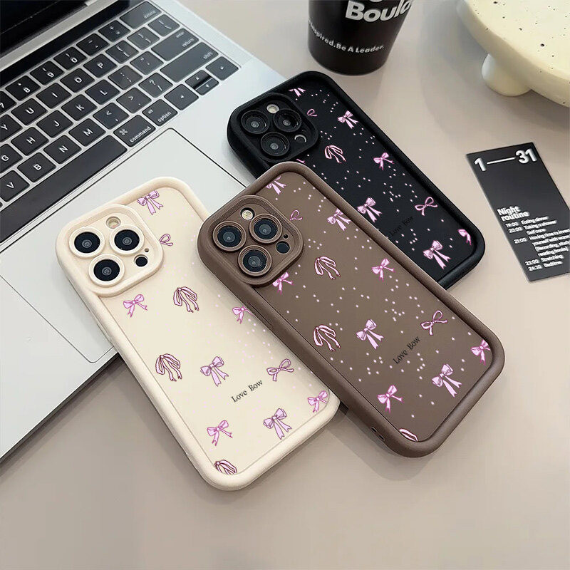 Ốp Nơ Màu Hồng Dễ Thương Dành Cho Samsung Galaxy M34 M31 M51 M30S M23 M20 M11 M15 J4 J6 Plus J8 A10 A01 A02 S20 Ultra Cover Họa Tiết Silicon Mềm Bảo Vệ Camera Hoạt Hình