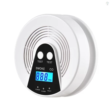 Màn hình LCD báo động khói và Carbon Monoxide Máy dò CO Báo động khói Cảnh báo giọng nói Kết hợp khói và CO Báo động chạy bằng pin