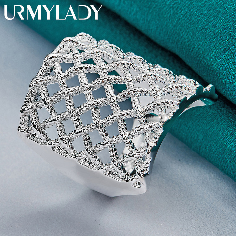 URMYLADY Bạc 925 Reticular 6-10 # Nhẫn Nữ Tiệc Cưới Thời Trang Quyến Rũ Trang Sức