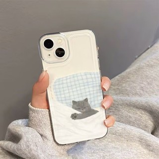 Kawaii Sleep Dog Cat Cặp Đôi Cho IPhone 16 15 14 Plus 13 12 11 Pro Max Mini X XS XR Vỏ Điện Thoại Trong Suốt Hoạt Hình Động Vật