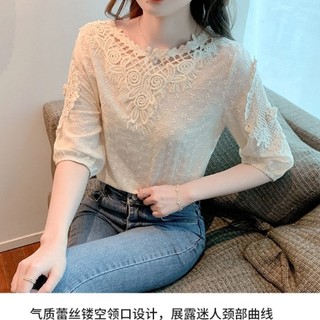 Mùa Hè 2025 Mới Áo Voan Cho Nữ Tay Ngắn Rỗng Ra Top Áo Sơ Mi Hợp Thời Trang