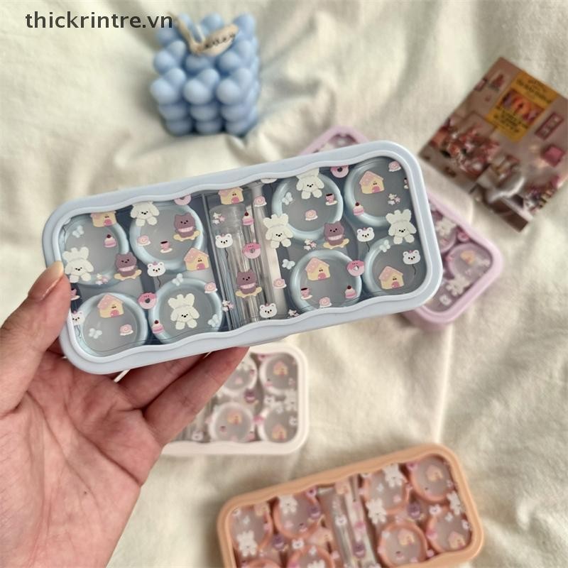 Thi dễ thương di động hoạt hình chó gấu mắt liên hệ có gương kính áp tròng, hộp đựng ống kính màu, phù hợp party và du lịch VN