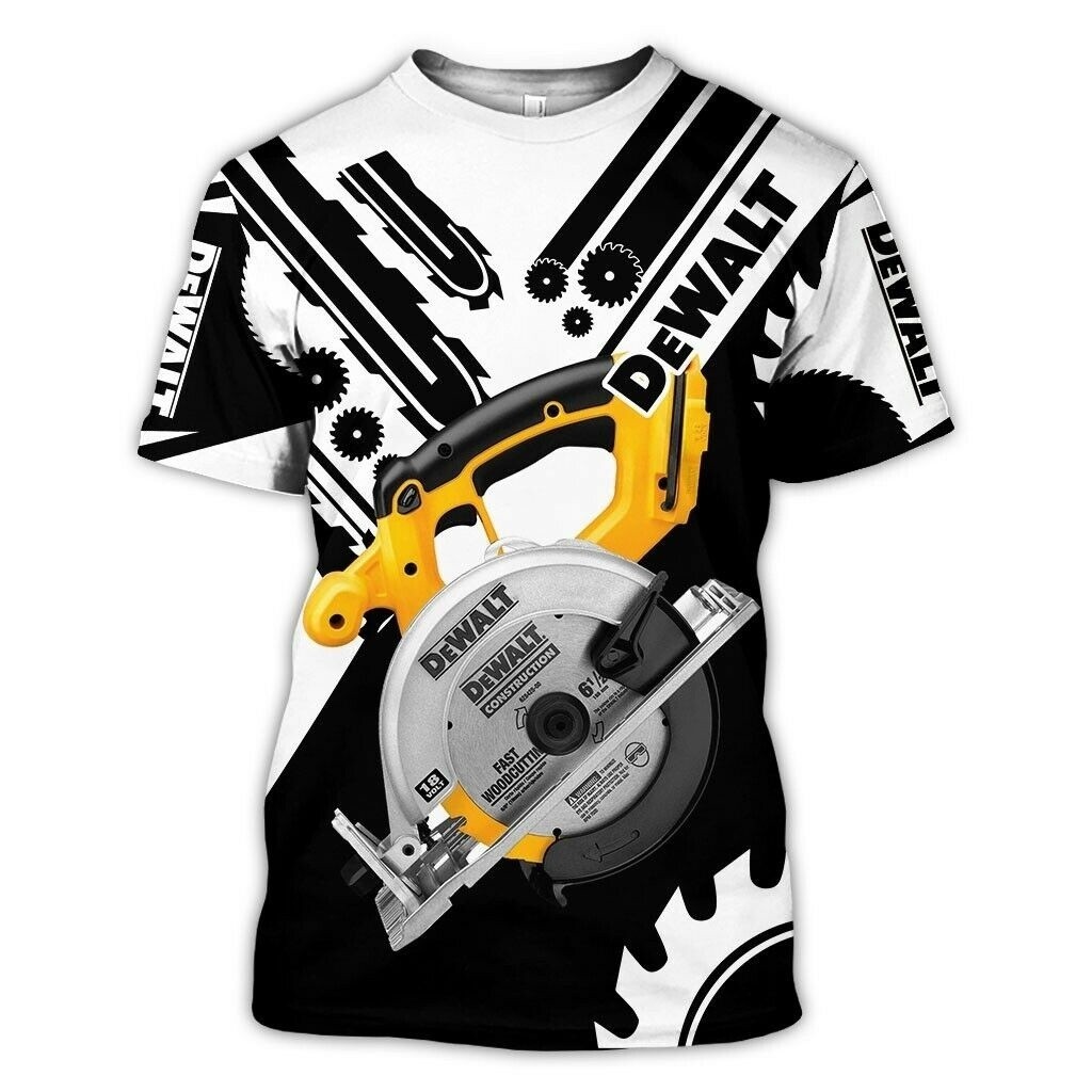 Áo thun nam Dewalt 3D cổ tròn tay ngắn phong cách Harajuku, chất lượng cao
