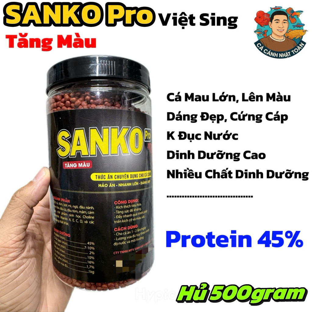 Hủ 500gram SanKo Pro Thức Ăn Giúp Cá Cảnh Mau Lên Màu Đẹp, Mau Lớn Nhanh, Nhiều Dinh Dưỡng (Việt Sing)