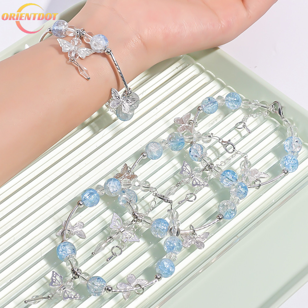 1 / 2 Vòng Tay Hạt Thủy Tinh Nứt Màu Ngọt Ngào Tươi - Sáng Tạo Thiết Kế Bướm Phong Cách Rừng Vòng Tay Mặt Dây Chuyền - Phụ Kiện Trang Sức Thời Trang