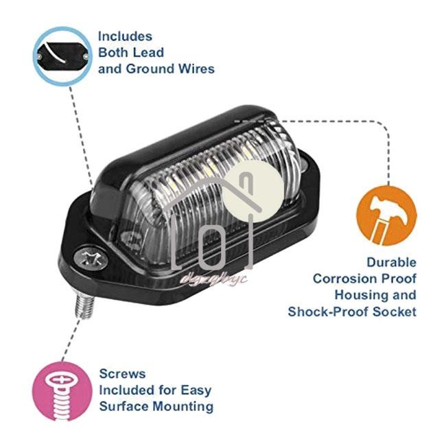 [dgzqbyc] Đèn LED biển số chống nước Đèn đuôi biển số cho xe kéo, RV, xe tải, thuyền