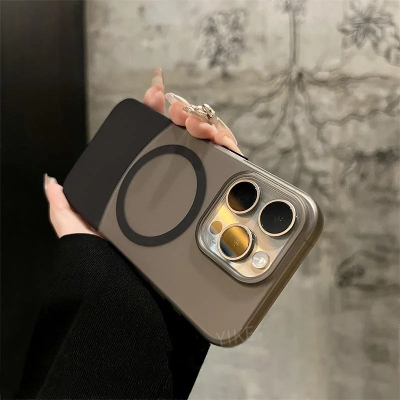 Siêu Mỏng Mờ Từ Tính Sạc Không Dây 2 TRONG 1 Ốp Lưng Trong Suốt Cho iPhone 17 Air 16 15 14 Plus 13 12 11 Pro Max Bìa Cứng