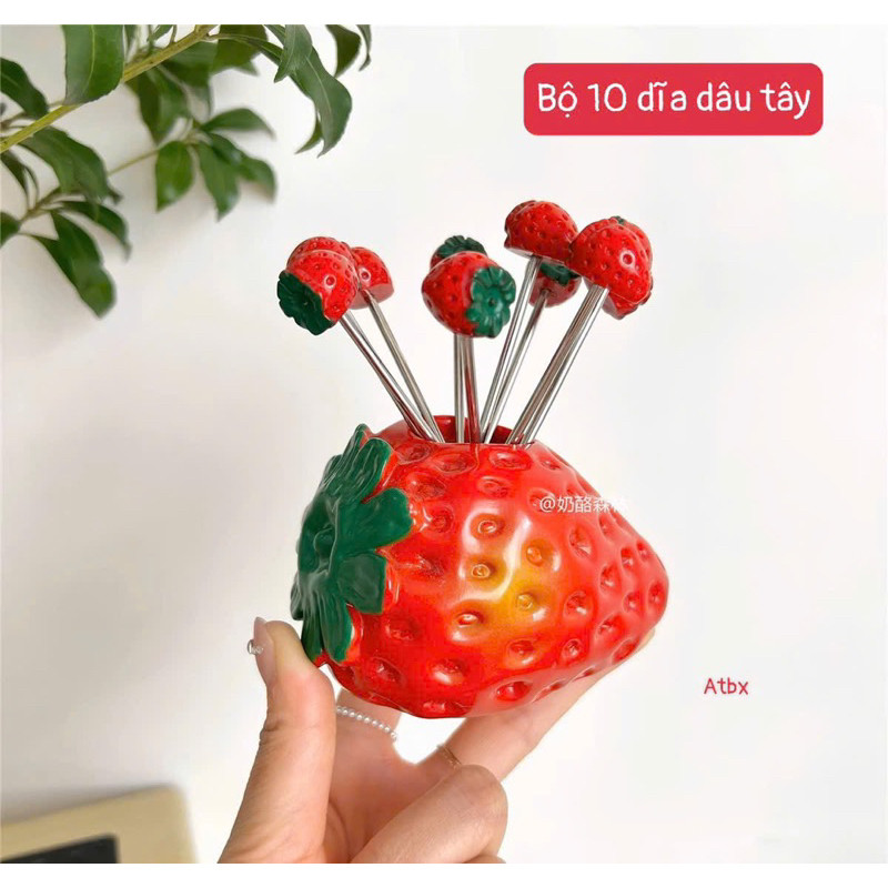 Bộ Dĩa Ăn Trái Cây Hình Trái Tim, Hình Quả Dâu Xinh Xắn, Decor bàn ăn (Tuyển sỉ)