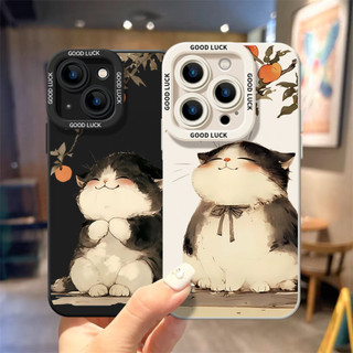 Ốp điện thoại hình mèo mực thời trang thích hợp cho iPhone16 / 15 / 14 / 13 / MINI / 12 / 11 / Pro MAX / X / 7 / 8 / 6 Vỏ bảo vệ học sinh silicon lỏng chống sốc và chống rơi toàn diện
