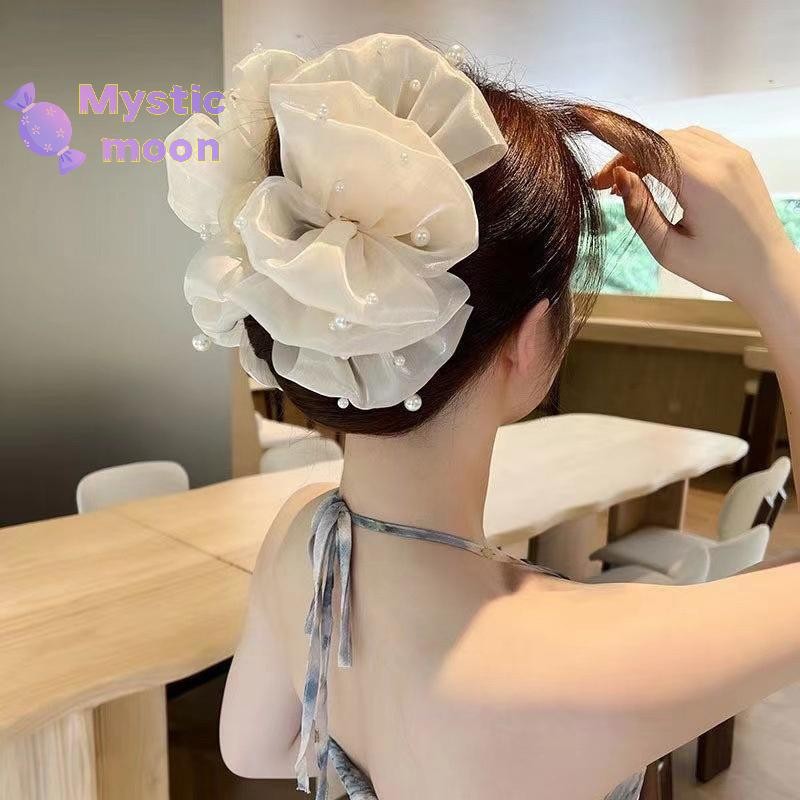 [Huyền bí] Mùa hè Ngọt Ngào Nhiều Lớp Lưới Vải tuyn Nơ Lớn Vuốt Tóc Kẹp Nữ Thanh Lịch Nơ Đuôi Ngựa Phụ Kiện Mũ Đội Đầu Mới [Mới]