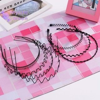 [Mystic] Kim Loại Nam Nữ Unisex Sóng Đen Tóc Vòng Rửa Mặt Chiều Rộng 5 Mm Thời Trang Đơn Giản Thể Thao Băng Đô Quấn Tóc Phụ Kiện Tóc [Mới]