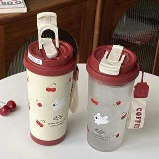 Cốc Nước SOULSPACE, Bình Nước 550ml Chống Rò Rỉ, Dây Mang Dễ Thương Uống Đôi Dung Tích Lớn Cốc Cà Phê Sinh Viên