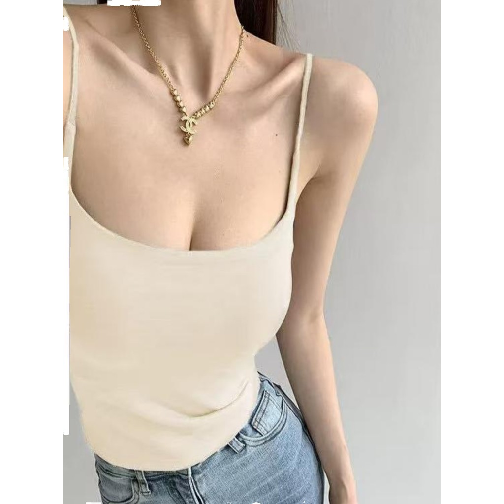 Pure Desire Gợi Cảm Ren Khâu Camisole Nữ Có Ngực Miếng Lót Bên Trong Mặc Bên Ngoài Đế Đẹp Lưng Hot Girl Top Hợp Thời Trang