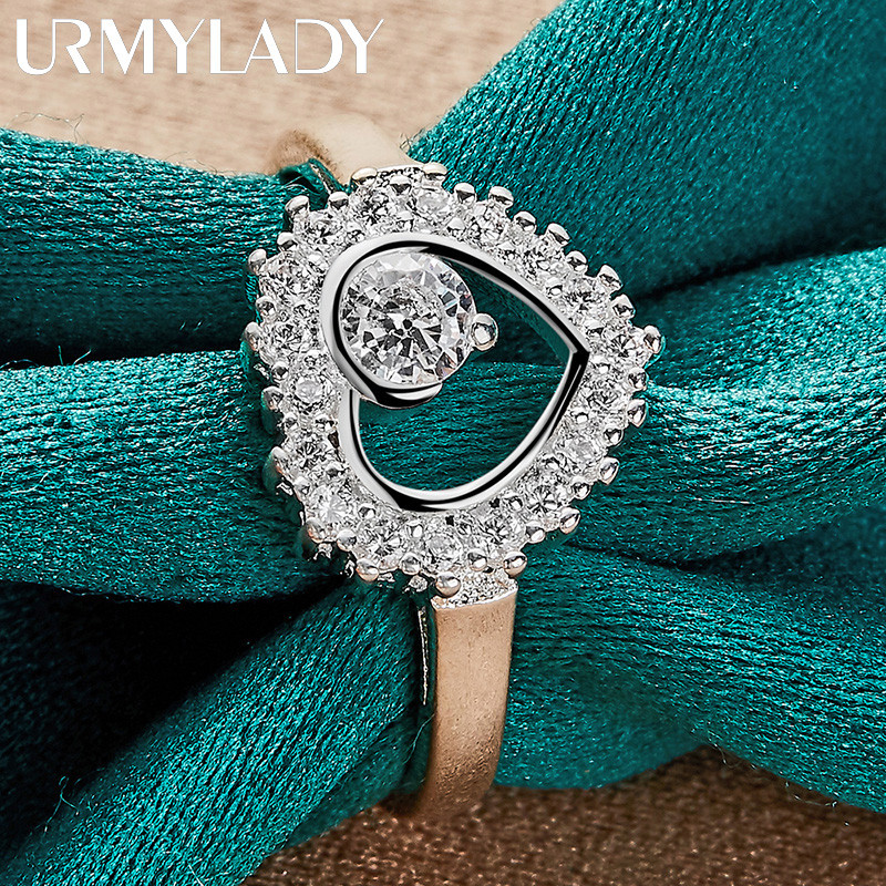 URMYLADY Bạc 925 Tình Yêu Zircon 7-10 # Nhẫn Dành Cho Nữ Người Yêu Cưới Thời Trang Quyến Rũ Trang Sức