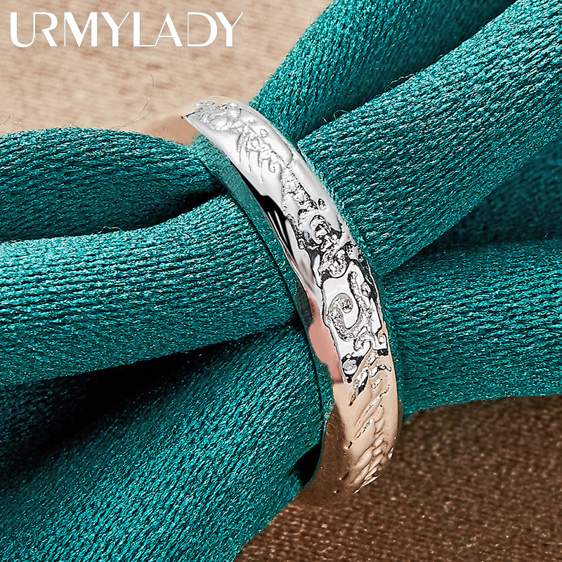 URMYLADY Bạc 925 Văn Bản Khắc 7-10 # Nhẫn Nữ Tiệc Cưới Thời Trang Quyến Rũ Trang Sức