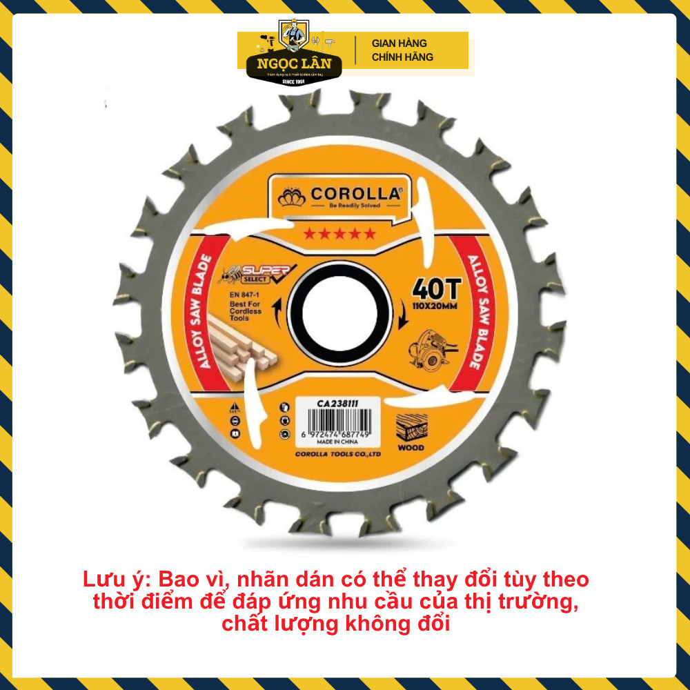 Lưỡi cắt gỗ 2 chiều cưa gỗ thịt, lưỡi cắt cốp pha 1 tất Corolla 110x40T sắc bén cao cấp