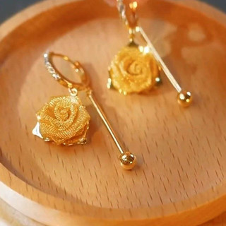 Bông tai hoa hồng kim cương cao cấp Phong cách mới Bông tai thiết kế thích hợp sang trọng nhẹ
