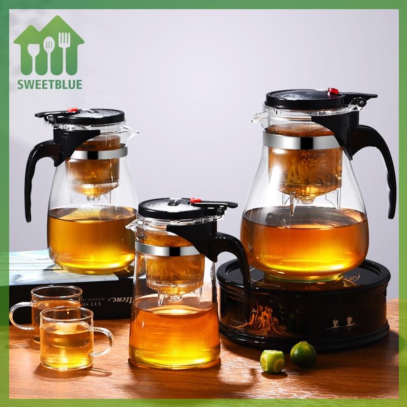 SWEET Bộ Ấm Trà Thủy Tinh Dày Bền Chịu Nhiệt, Lọc Trà, Hộp Đựng Trà Thơm, Homeware n