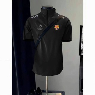 25 Football Sports Quick-Drying T-shirt Training Wear Men's Summer New Stand Collar Half Zip Breathable Thin Short-Sleeved T-shirt uOW0