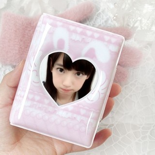[COD] Album thẻ LEAFYHOME, Mini 3 Inch với 16 trang bên trong Chất kết dính Photocard, Album thẻ sưu tập Pink Love Bow PVC Idol Card Collect Book