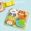 QEARY Khối thay đổi khuôn mặt bằng gỗ, Đồ chơi xếp hình động vật 3D 4 trong 1 nhận thức, Đồ chơi cảm biến Montessori Tương tác Hình dạng di động phù hợp Trò chơi huấn luyện tư duy