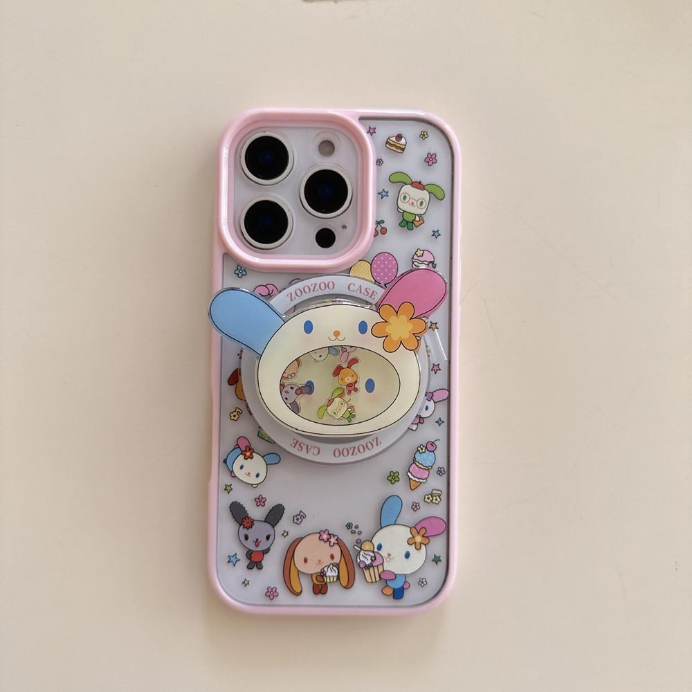 Ốp Lưng Cứng Tương Thích Với iPhone 13 14 14Pro 14ProMax 15 15Pro 15ProMax 16 16Pro 16ProMax Ốp Nam Châm Họa Tiết Thỏ Hoa Hồng