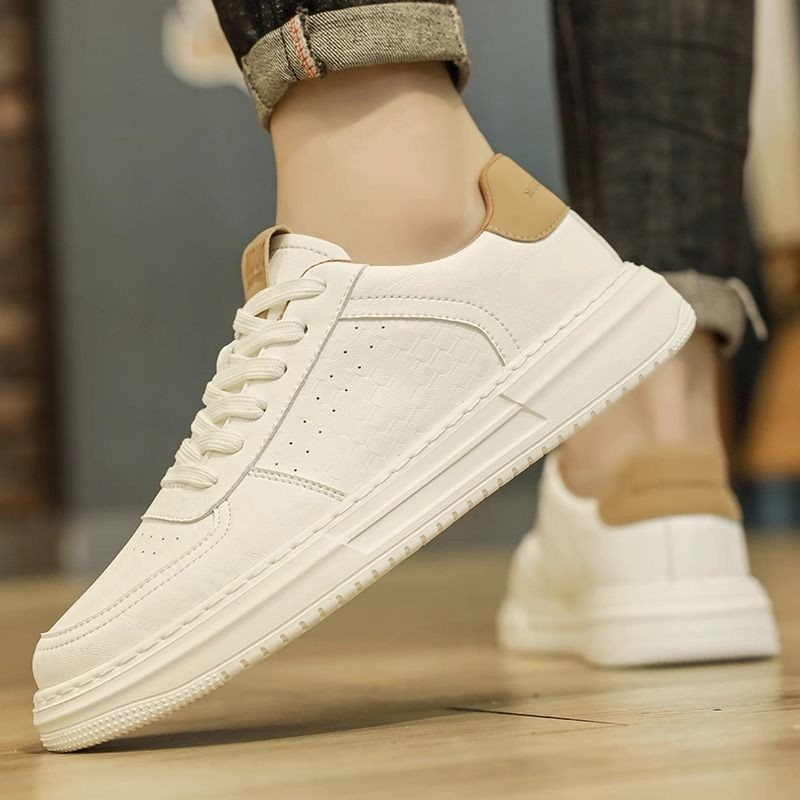 Giày da nam mùa hè 2025 mới retro giảm béo chắp vá thời trang chữ thường ngày giày thể thao