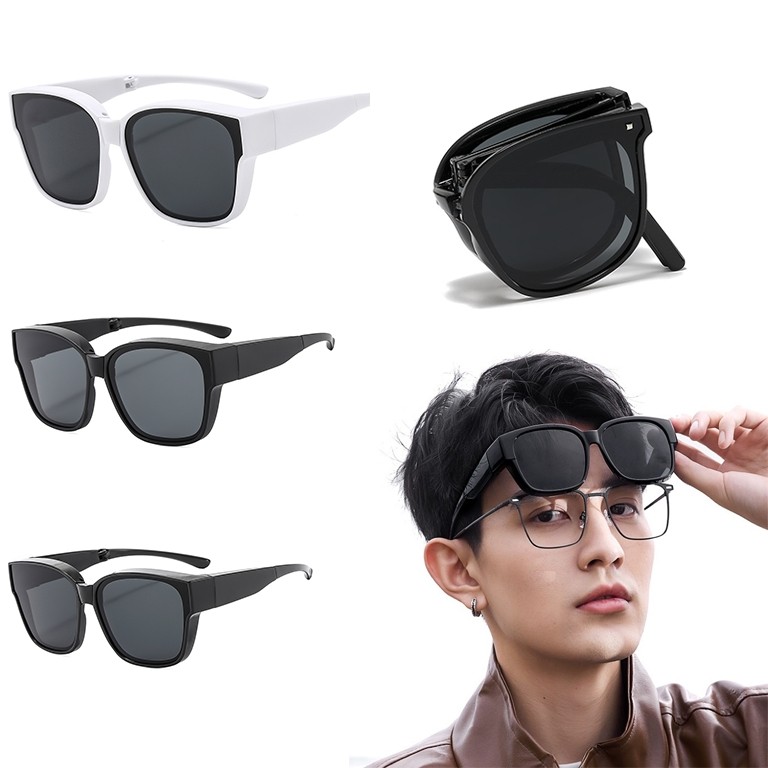 Kính râm siêu nhẹ Kính râm gấp mới Câu cá Kính râm vuông cổ điển phân cực