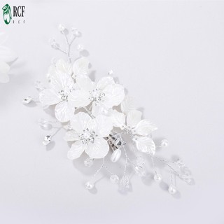 Nữ Hoa Trắng Ngọc Trai Kẹp Tóc Hoa Bóng Phụ Kiện Tóc Mũ