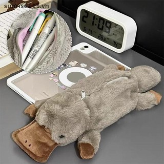 Ssvn Hộp đựng bút chì Platypus dễ thương Túi đựng mỹ phẩm Túi đựng bút sang trọng Dung tích lớn Đồ dùng học tập Hộp văn phòng phẩm Túi lưu trữ máy tính để bàn.