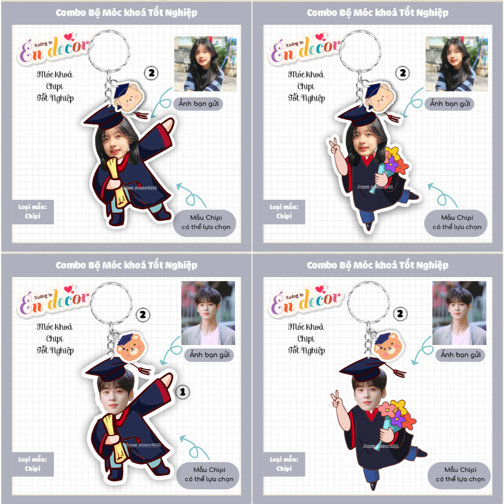 Quà tặng tốt nghiệp ý nghĩa- Móc khoá, standee, lò xo, standee lắc đầu - Sango