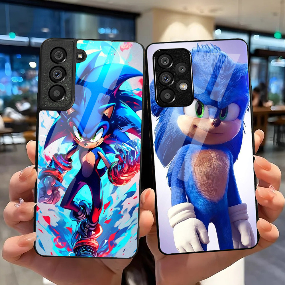 Ốp điện thoại kính cường lực sonic the hedgehog 03 cho Samsung Galaxy S9 Plus S10 S10e S20 FE S20 Plus S21 S22 S23 S23 S24 Ultra Cover