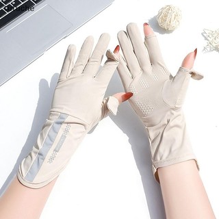 Tutu Găng Tay Mùa Hè Nữ Mỏng Ice Silk Chống Tia UV Ngón Tay Cảm Ứng Lái Xe Thoáng Khí VN