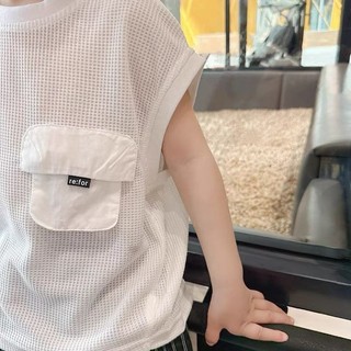 Mùa Hè Phong Cách Mới Bé Trai Bỏ Túi Áo Vest Không Tay Trẻ Em Phiên Bản Hàn Quốc Rời Mềm Mại Thoáng Khí Bé Gái Áo