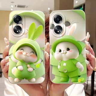 Dành Cho OPPO A58 4G CPH2577 Vỏ Hoạt Hình Mèo Thỏ Dễ Thương Mới OppoA58 4G Bảo Vệ Ống Kính Silicon Mềm Vỏ Điện Thoại
