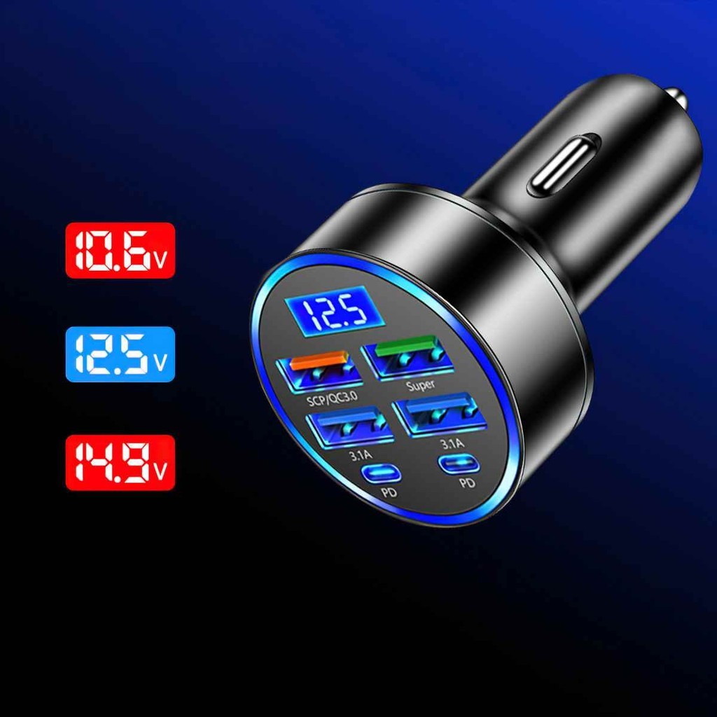 Tẩu Sạc Nhanh PD QC3.0 USB C9 Cổng 120W Có Đèn LED Cho Xe Hơi - FE123
