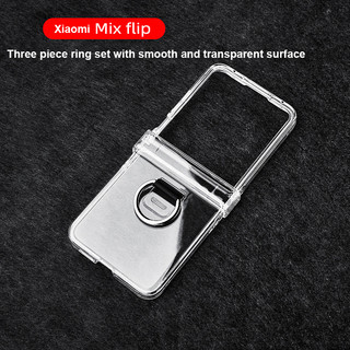PC Trong Suốt Giá Đỡ Nhẫn Ốp lưng Xiaomi Mix Flip 5G Bảo Vệ 3 Miếng Ốp Lưng Chống Sốc