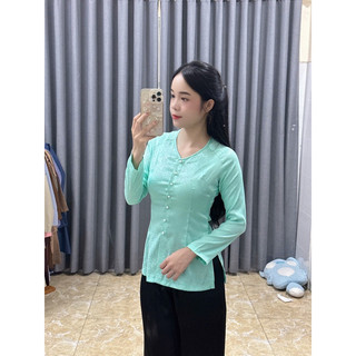 [ Áo lẻ ] áo bà ba cổ tim, bà ba gấm vân hoa nổi