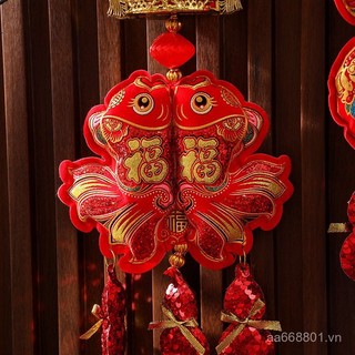 🌟2025 năm mới Tua Rua Mặt Dây Chuyền Quả Đỏ bao lì xì Tết tân gia phòng khách trang trí chữ Phúc
